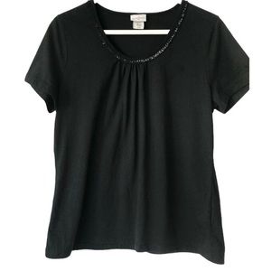 BOGO SALE Jaclyn Smith t-shirt black with sequins around collar